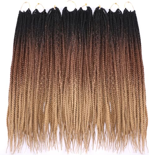 8 Packs Goddess Crochet Box Braids Pre looped Box Braids Crochet Hair for Black Women 24 Inch Knotless Ombre Honey Blonde Senegalese Twist End Box Braided Crochet Braiding Hair Extensions(T1B/4/27#)
