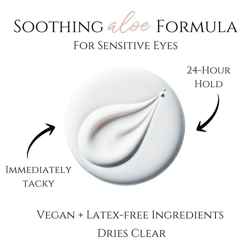 Skiennix Gentle Formula Lash Glue - 24-Hour Hold for Cluster & Strip Lashes - Aloe Infused, Dries Clear, Water Resistant