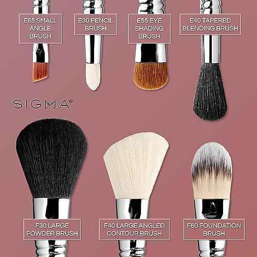 Sigma Beauty Makeup Brush Set ? 7-Piece Travel Makeup Brushes for Flawless Application of Foundation Makeup, Blending, Contour, Eyeshadow & Brow Makeup ? Compact & Stylish Carrying Case (8 pcs)