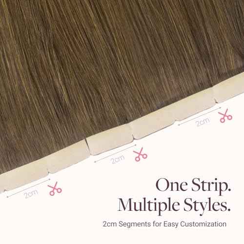 GOO GOO Tape in Hair Extensions Human Hair, 3/8/613 Walnut Brown to Ash Brown and Bleach Blonde, 8cm Wide Tape, 18inch 10pcs 50g, Tape Weft Hair Extensions, Real Human Hair, Seamless Tape in