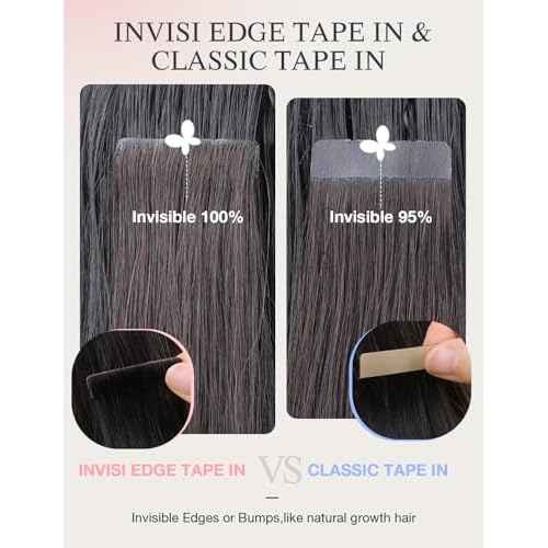 DOORES Invisi Edge Tape-in Hair Extensions, Chocolate Brown to Honey Blonde, 10 Injection Tape-ins, 50g, 14 Inch, Straight