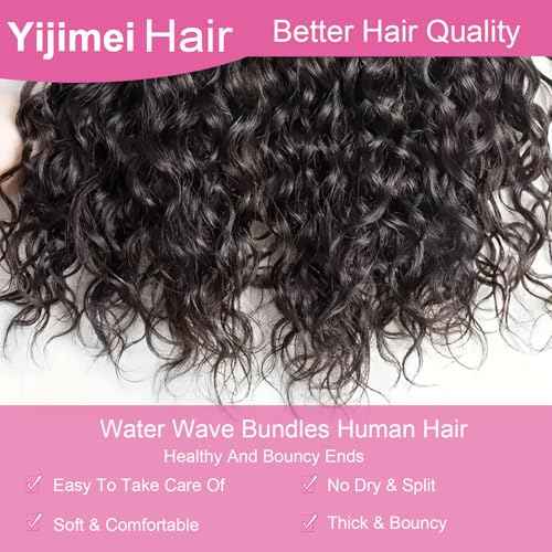 Water Wave Bundles Human Hair Bundle Curly Hair 16 18 20 22 inch 100% Unprocessed Brazilian Virgin Bundles Wet And Wavy Bundle Real Natural Black For Black Women