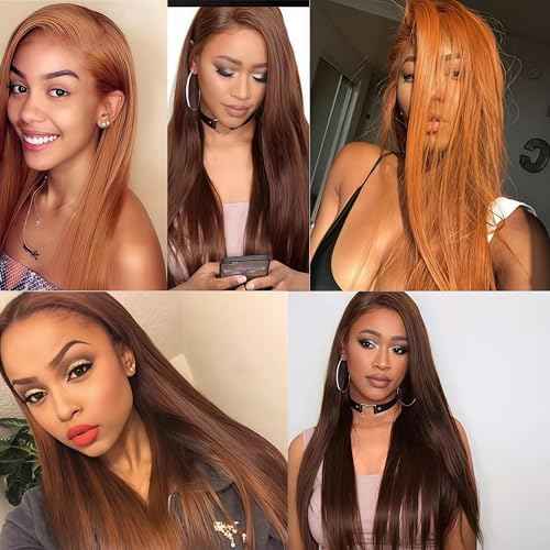 Light Brown Bundles Human Hair Straight 20 22 24 Inch Straight Human Hair Weave 3 Bundles Silky Hair Bundles Brazilian 3 Bundles Human Hair Extensions 30 Color