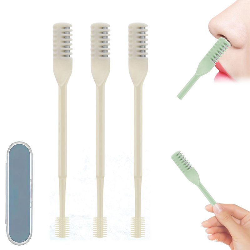 2-in-1 Nasal Hair Cutter, 2026 New Manual 360° Rotating Nostril Hair Removal Tool with Storage Box, Nose Hair Trimmer Travel Essentials for Women and Men (Beige, 3)