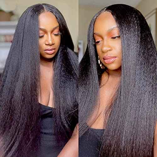 FQ Kinky Straight Bundles Human Hair 30 inch Kinky Straight Hair 1 Bundle 10A Brazilian Kinky Straight Human Hair Weave Extensions For Black Women 100g/bundle Natural Color
