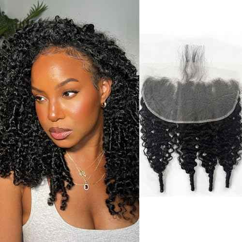 Burmese Curly 13x6 HD Lace Closure Pre Plucked Curly Closure HD Lace with Baby Hair HD Lace Closure Human Hair Free Part Natural Color Black 22 Inch
