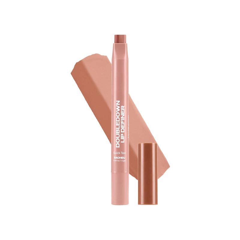 Sacheu DoubleDown Lip Definer — 2-in-1 Lip Liner & Balm — Long-Lasting Korean Make Up Lipstick with Satin Finish, Avocado Oil & Vitamin E (Quick Text)