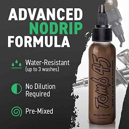 Tomb 45 NODRIP Enhancement Color | Hair Enhancer For Beard & Lineup | Water Resistant Hairline Filler Spray | Barber Beard Liner For Thicker & Fuller Hairstyling | Men¡¯s Grooming Products