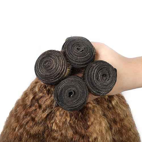 P427 Blonde Bundles Human Hair Brown Yaki Straight 3 Bundles 18 20 22 Inch Unprocessed Brazilian Virgin Remy Highlight Blonde Kinky Straight Bundle Human Hair Extensions