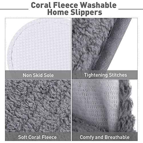 Elcoho 12 Pairs Closed Toe Spa Slippers Reusable Slippers Coral Fleece Washable Disposable Home Slippers for Women Men Guests Hotels House Slippers Housewarming Indoors Bathroom Party Traveling
