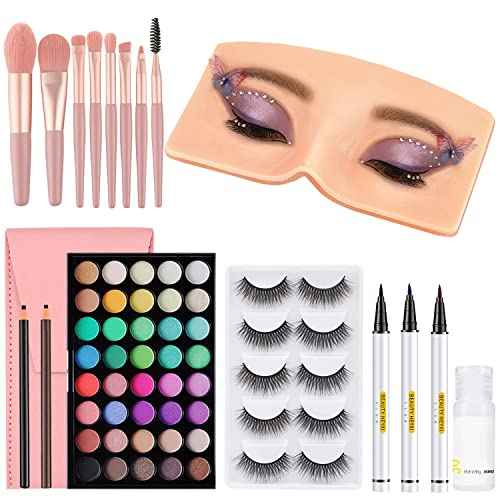 3D Reusable Makeup Mannequin - Practice Face Board with Eyeshadow Palette for Makeup Artists & Beginners