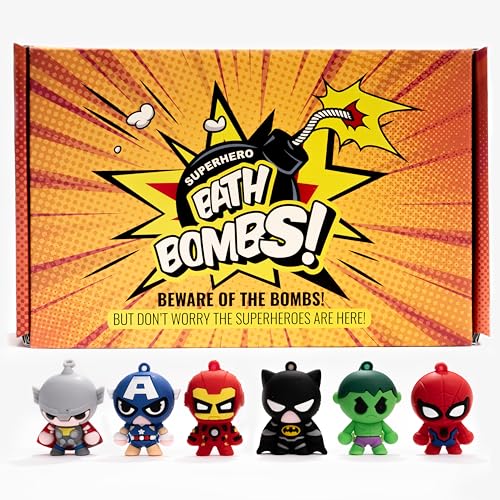 Superhero Bath Bombs - Organic, Kid-Safe Fun with Surprise Inside | Vibrant Colors, Amazing Scents | Mess-Free Bath Time Joy | Great Gift for Young Heroes
