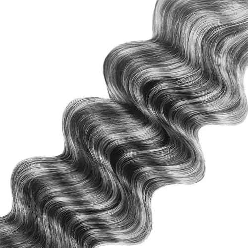 Ombre Bundle P1BGray Deep Wave Human Hair Bundle 8A Grade Two Tone Salt And Pepper Hair Weave 3 Bundles 30 32 34 Inch Highlight Gray Deep Wave Bundles 300G