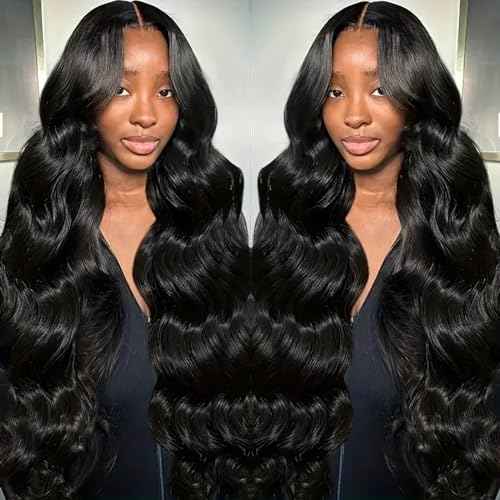 13x6 HD Frontal Wig 250 Density HD Lace Front Wigs Human Hair Pre Plucked with Baby Hair Brazilian Virgin Hair Glueless Body Wave Wig 20 Inch Transparent Lace Front Wigs Human Hair Natural Black