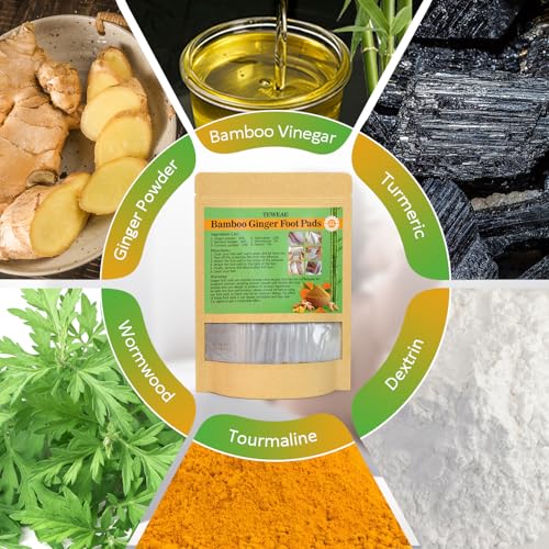 122 Pads Foot Pads Natural Turmeric & Ginger, Wormwood, Bamboo Vinegar, Included 62Pads Goodnight Patches and 62 Adhesive Sheets
