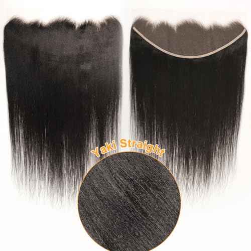 BEEOS Yaki Straight 13x4 SKINLIKE Real HD Lace Frontal, Pre-Plucked Hairline Bleached Knots 0.10mm Ultra-thin Invisible HD Lace Human Hair Closures 14 Inch
