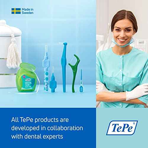 TePe Interdental Brush Angle, Angled Dental Brush for Teeth Cleaning, Pack of 25, 0.7 mm, Medium Gaps, Yellow, Size 4