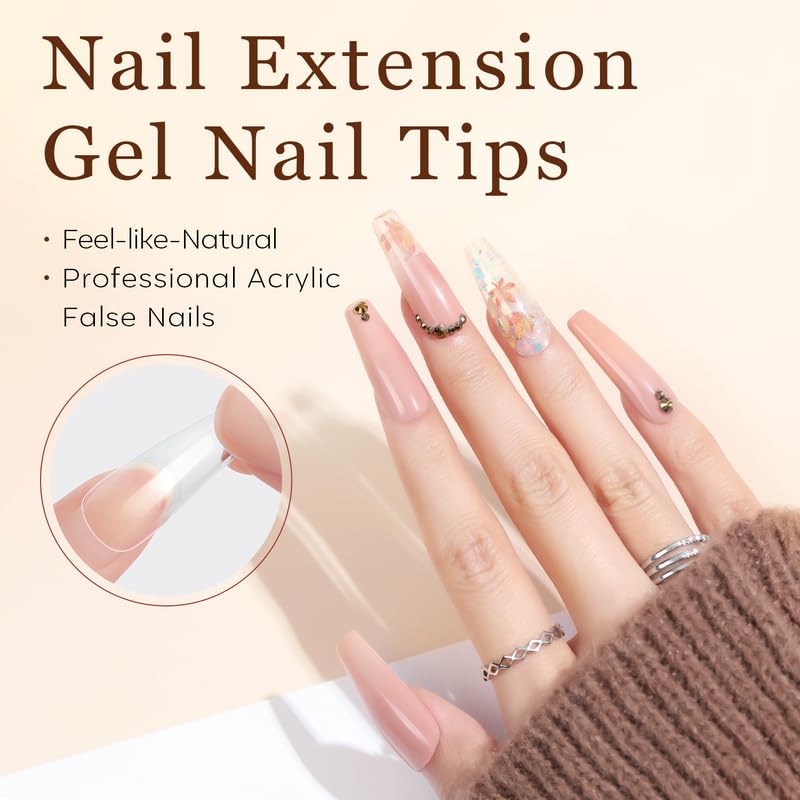 Long Coffin Nail Tips - 510Pcs Pre-shaped Half Matte Full Cover Acrylic Gel | 15 Sizes for DIY Manicure