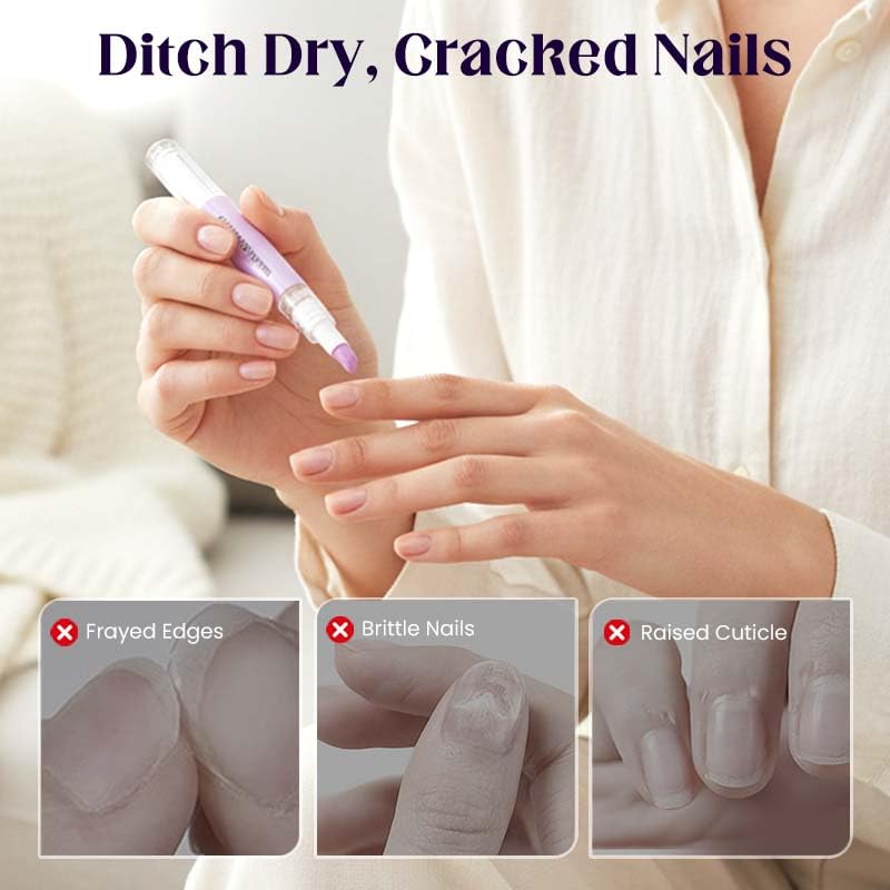 Cuticle Oil Pusher Pen Set - 2-in-1 Ceramic Nail Care Tools | Portable Purple Design