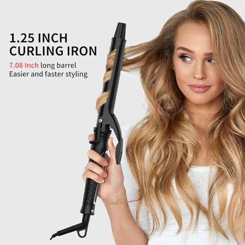 MCH Ceramic Curling Iron with 7-Inch Barrel, Adjustable Temperature, LED Display, and Dual Voltage for Long Hair - Professional Curling Wand with Instant Heat up to 450¡ÆF