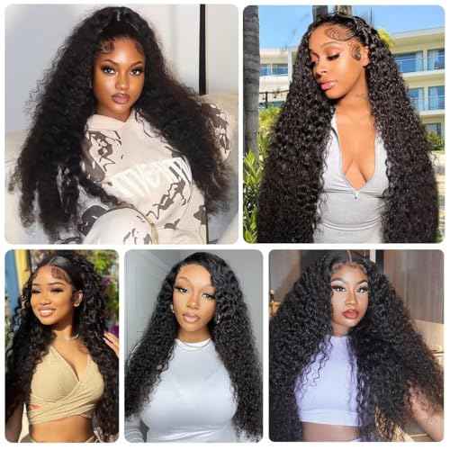 12A Deep Wave Human Hair Bundles 24 Inch Raw Curly Bundles Human Hair 100% Unprocessed 1 Bundles Brazilian Virgin Human Hair Extensions Quick Weave Natural Black Color