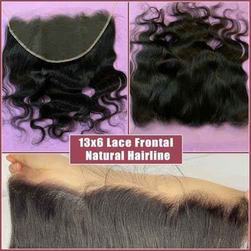 13x6 Lace Frontal Body Wave, Invisible HD Transparent Swiss Lace Frontal Pre Plucked with Baby Hair 12A Grade Brazilian Human Hair Frontal with Small Single Knots Free Part 20 Inch