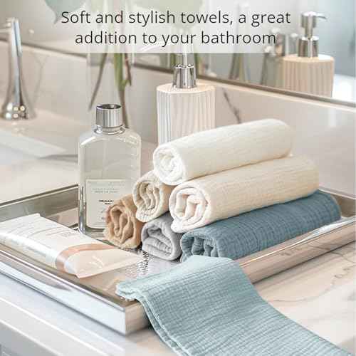 Konssy 7-Pack Ultra Soft Muslin Cotton Face Wash Cloths, Reusable Absorbent Washcloths for Sensitive Skin, Lightweight Facial Makeup Remover Towels for Women (11 x 11 Inch)