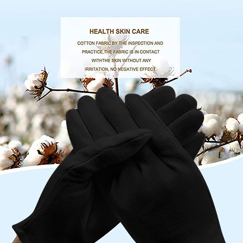 Amariver Black Cotton Gloves, 6 Pairs 8.6'' Large Size Thicker Lining Gloves for Coin Jewelry Silver Inspection Formal Marching Band Parade, 12 Pieces Total