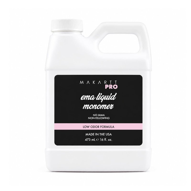 MakarttPro Low Odor Monomer for Acrylic Nail, MMA free, Made in USA, Non-Yellowing Professional Grade Formula, Beginner Tech Friendly - Essential Acrylic Nail Product for Nail Technicians (16 fl oz)