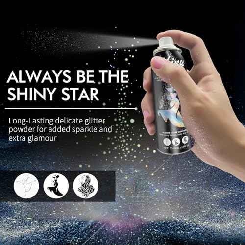 Body Glitter, Body Glitter Spray, Glitter Spray for Hair and Body, Long-Lasting and Quick-Drying Silver Glitter Hairspray Suitable for Stage, Festival Rave and Makeup Prom (2.11 Fl Oz)