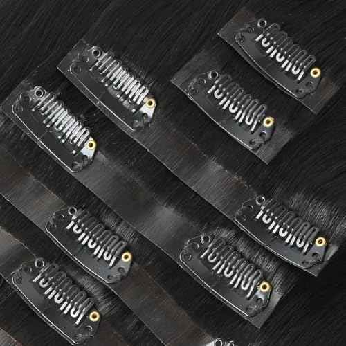 Sixstarhair Black Clip In Hair Extensions Remy Human Hair Natural Human Hair 120g 8 Pieces Clip Ins High Grade Real Hair for Women