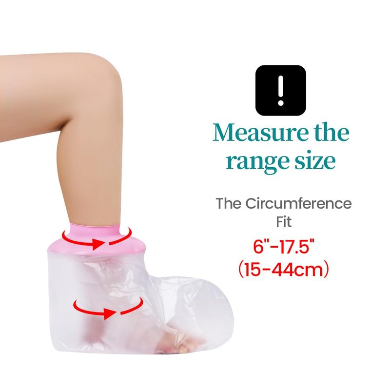 mosago Waterproof Cast Covers for Shower foot, shower boots for foot after surgery, Keep Wound/Bandage Dry Bath, Wound Protector Adult, Broken Foot/Ankle, Reusable Wound Care Supplies (Pink)