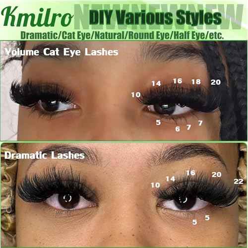 Kmilro Lash Clusters with Bottom Lashes Cluster Eyelash Extensions Wispy 10-22mm Volume Individual Lashes with Lower Eyelash Clusters 316pcs 150D+200D Thick False Lashes DIY at Home