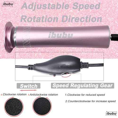 Upgrade Electric Feet Callus Remover Professional Powerful Foot File Pedicure Grinder Sanders 24V Power 1200RPM Speed Adjustable for Dead Dry Crack Skin Calluses (Pink)