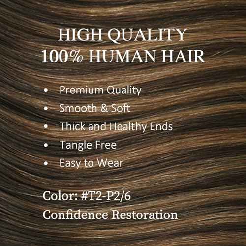 DNE Tape in Hair Extensions Real Human Hair 24 inches 20Pcs/50g/Pack Seamless Dark Brown to Chestnut Brown#T2-P2/6 Straight Invisible Double Sided Tape in Hair Extensions for Women/Girls
