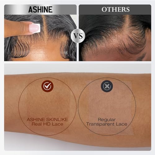 ASHINE 5x5 HD Lace Closure Body Wave Straight Human Hair 5x5 Real HD Lace Closure Invisible Bleached Knots Pre Plucked with Baby Hair Natural Hairline 18 Inch