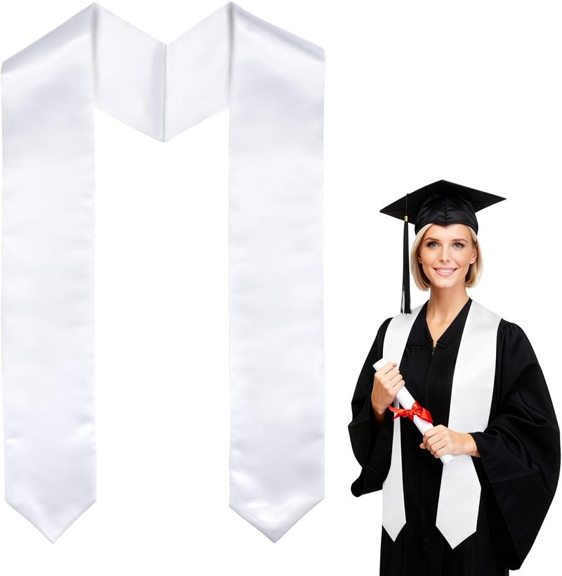 PureGuard Graduation Stole - White Sash for Class of 2026 | 70" Unisex Adults for Academic Ceremonies