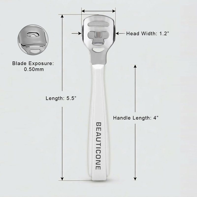 BEAUTICONE Professional Callus Shaver for Feet – Foot Scraper Pedicure Razor with Replaceable Blades – Hard Skin Remover for Cracked Heels & Dead Skin – Pedicure Foot Care Tool for Home & Salon Use