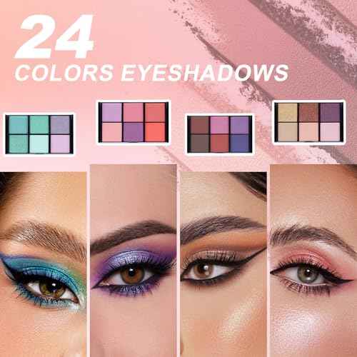 Makeup Kit for Teen Girls, Complete Cosmetic Set with Eyeshadow Palette, Lipstick, Blush, Lip Gloss, Brushes, Gifts for Christmas Thanksgiving