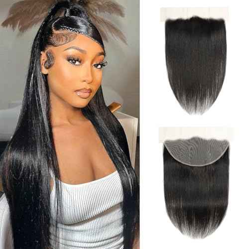13x6 Lcae Frontal Human Hair Pre Plucked Transparent with Baby Hair Free Part 100% Virgin Human Hair 150% Density Ture Size(13x6 Frontal, 20 Inch)