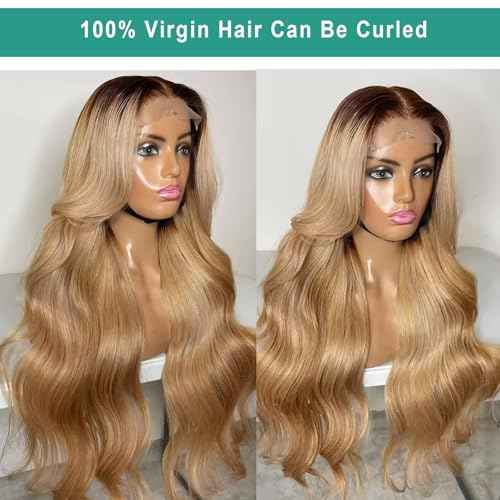 Munx Honey Blonde Lace Front Wig Human Hair Pre Plucked 13x6 Colored Lace Front Wigs for Black Women 180% Density Free Part Human Hair HD Lace Frontal Wigs 22 Inch Full Ends