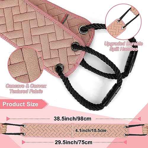 Exfoliating Back Scrubber with Upgraded Handles, 38.5 Inch Double-Sided Body Scrub Bath Exfoliator, Exfoliating Washcloth for Use in Shower, Back Washer to Deep Clean Your Skin for Men & Women (Pink)