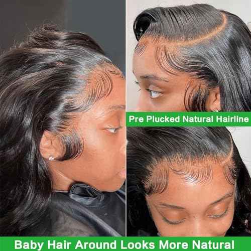 GABRIELLE 20 Inch 13x6 Lace Front Body Wave Wig HD Lace Frontal Wigs Human Hair 200 Density Pre Plucked Lace Front Wig with Baby Hair Glueless Wigs for Women Natural Color