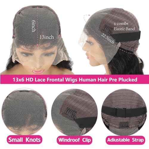 13x6 Bob Lace Front Wig Human Hair 12 Inch Short Straight Bob Frontal Wigs Pre Plucked With Baby Hair Hd Transparent Lace 200% Density Glueless Bob Wigs for Black Women