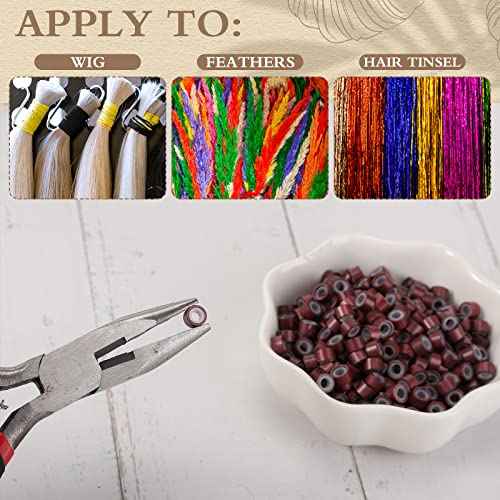 4500 Pcs Beads for Hair Extensions 5 mm Silicone Lined Beads Microlink Rings Human Hair Extension Tools, 9 Colors