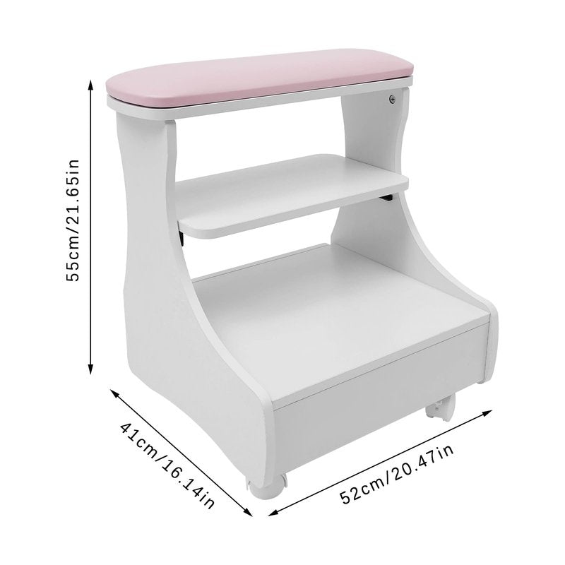 Foot Bath Spa Trolley Cart for Foot Rest Massage Table,Modern Trolley for Foot Bath Pedicure Foot Rest,Footbath Stool with Wheels for Home Bathroom Salon Supplies (Pink)