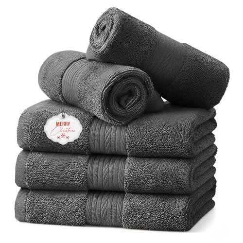 Ample Decor Washcloths Pack of 5 12 X 12 Inch, 600 GSM 100% Cotton Soft Absorbent, Premium Quality Durable Ideal for Bathroom, Pool, Hotel, Spa - Grey