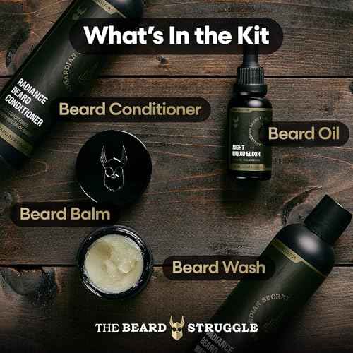 The Beard Struggle Beard Growth Kit for Men Essential Grooming Kit includes Balm, Oil, Wash, & Conditioner - Beard Grooming Kit for Men - Gold Collection - Hoenir's Poem