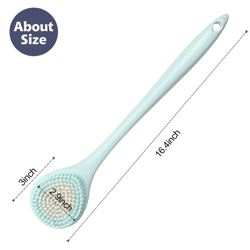 BEDELITE Back Bath Brush Long Handle for Shower of 2 - Soft Shower Brush for Men & Women,Back Brush Scrubber - 16.4" Long Skin Exfoliator for Bath Scrubber Body Brush（Blue & Ivory）