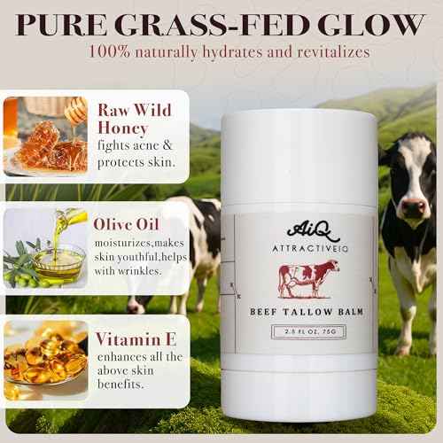 New Zealand Grass Fed Ethically-Sourced Beef Tallow for Skin? Stick with Vitamin E, Raw Honey, Olive Oil ? Premium Ingredients & Cruelty-Free Tallow Face Moisturizer, Longevity & Firming - 75g